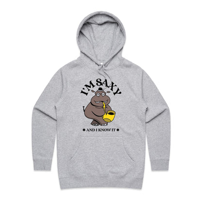 I'm Saxy And I Know It, Saxophone Player - Women's Supply Hood Grey Marle Womens Supply Hoodie animal Music