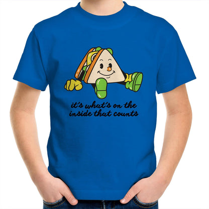 Sandwich, It's What's On The Inside That Counts - Kids Youth T-Shirt Bright Royal Kids Youth T-shirt Food Motivation