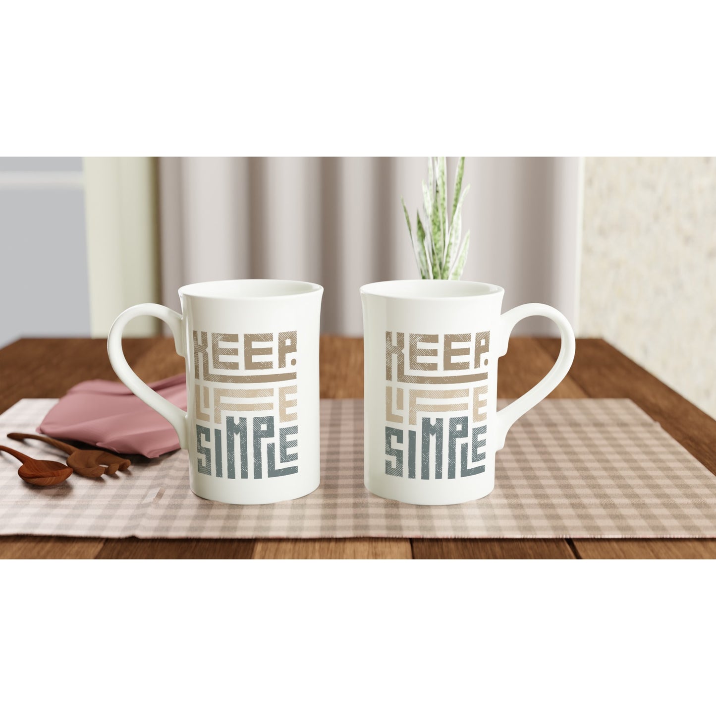 Keep Life Simple - White 10oz Porcelain Slim Mug Porcelain Mug Motivation