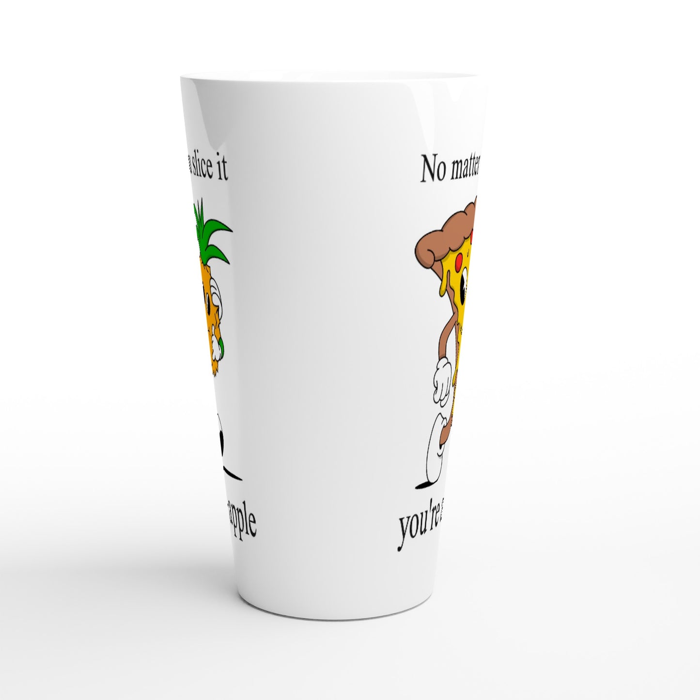 Pineapple Pizza, Fine-apple - White Latte 17oz Ceramic Mug Latte Mug food