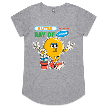A Little Ray Of Sunshine - Womens Scoop Neck T-Shirt Grey Marle Womens Scoop Neck T-shirt Retro Summer