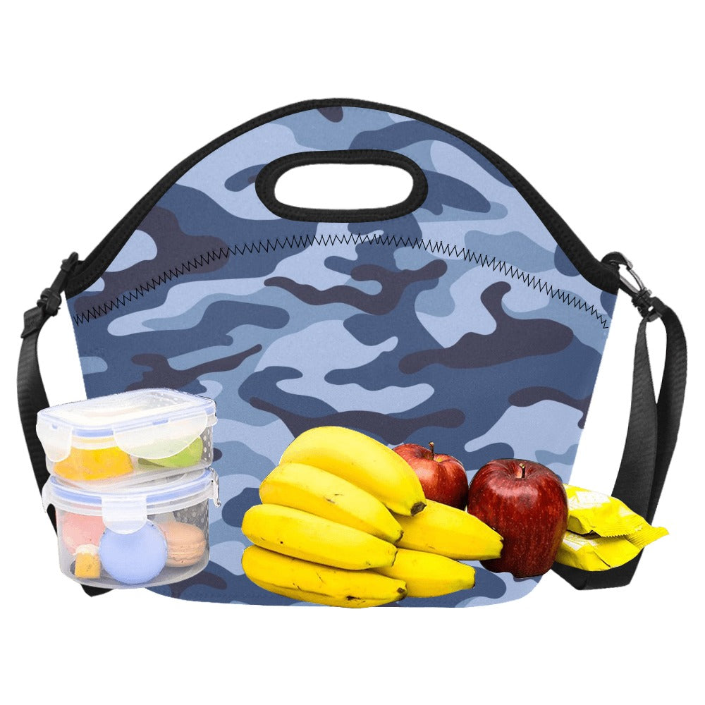 Blue Camouflage - Neoprene Lunch Bag/Large Neoprene Lunch Bag/Large