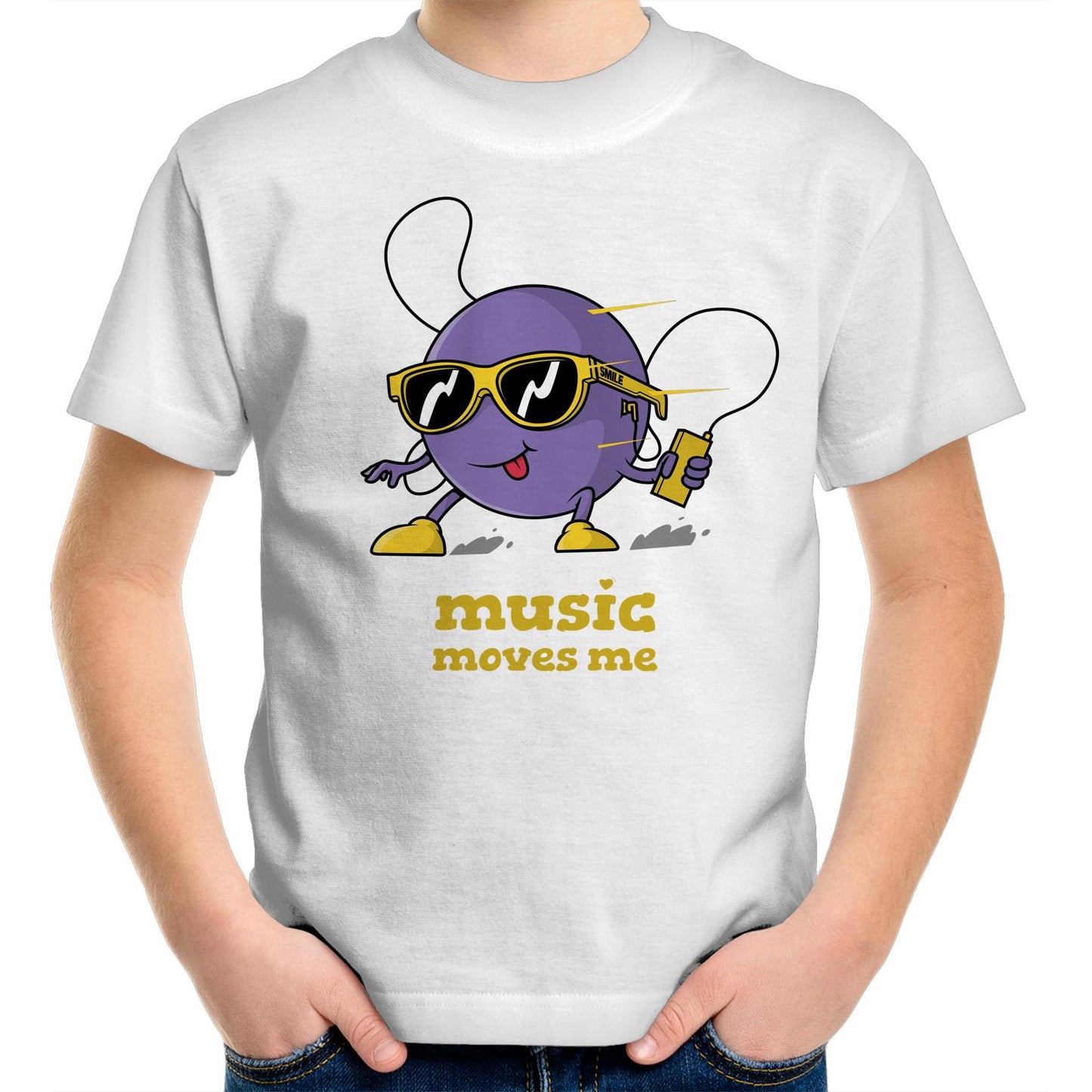 Music Moves Me, Earbuds - Kids Youth T-Shirt White Kids Youth T-shirt Music