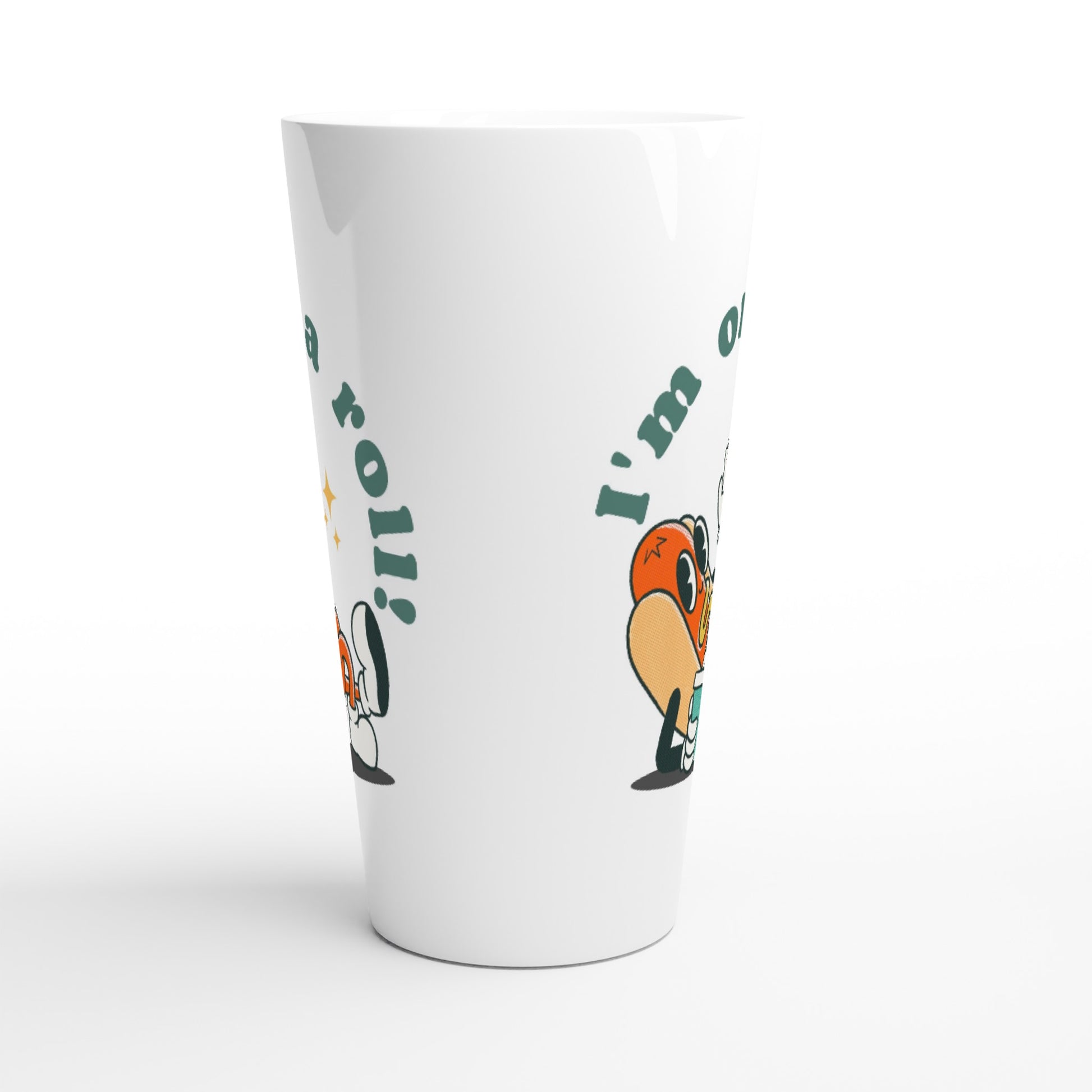 Hot Dog, I'm On A Roll - White Latte 17oz Ceramic Mug Latte Mug food Retro