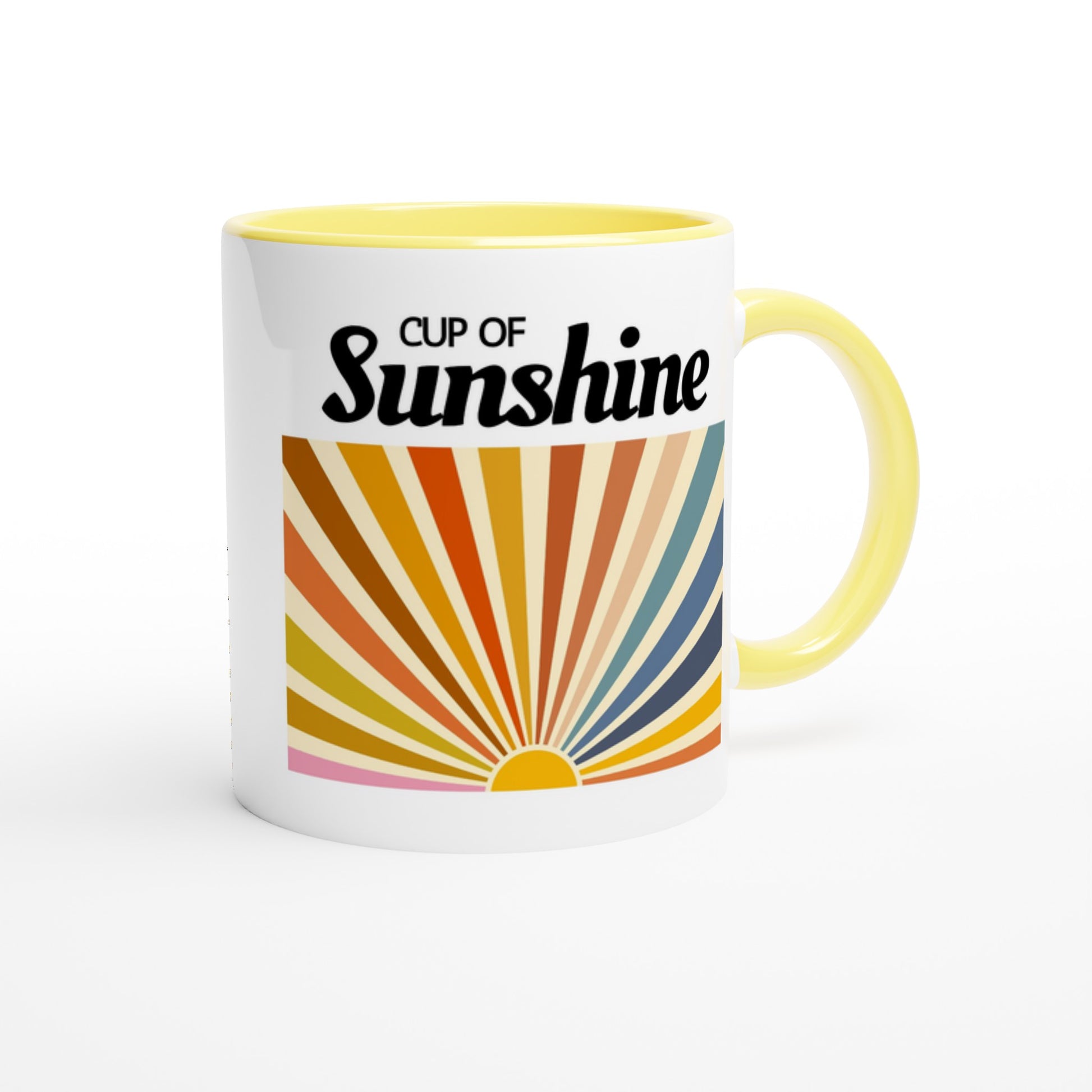 Cup Of Sunshine - White 11oz Ceramic Mug with Colour Inside Colour 11oz Mug retro