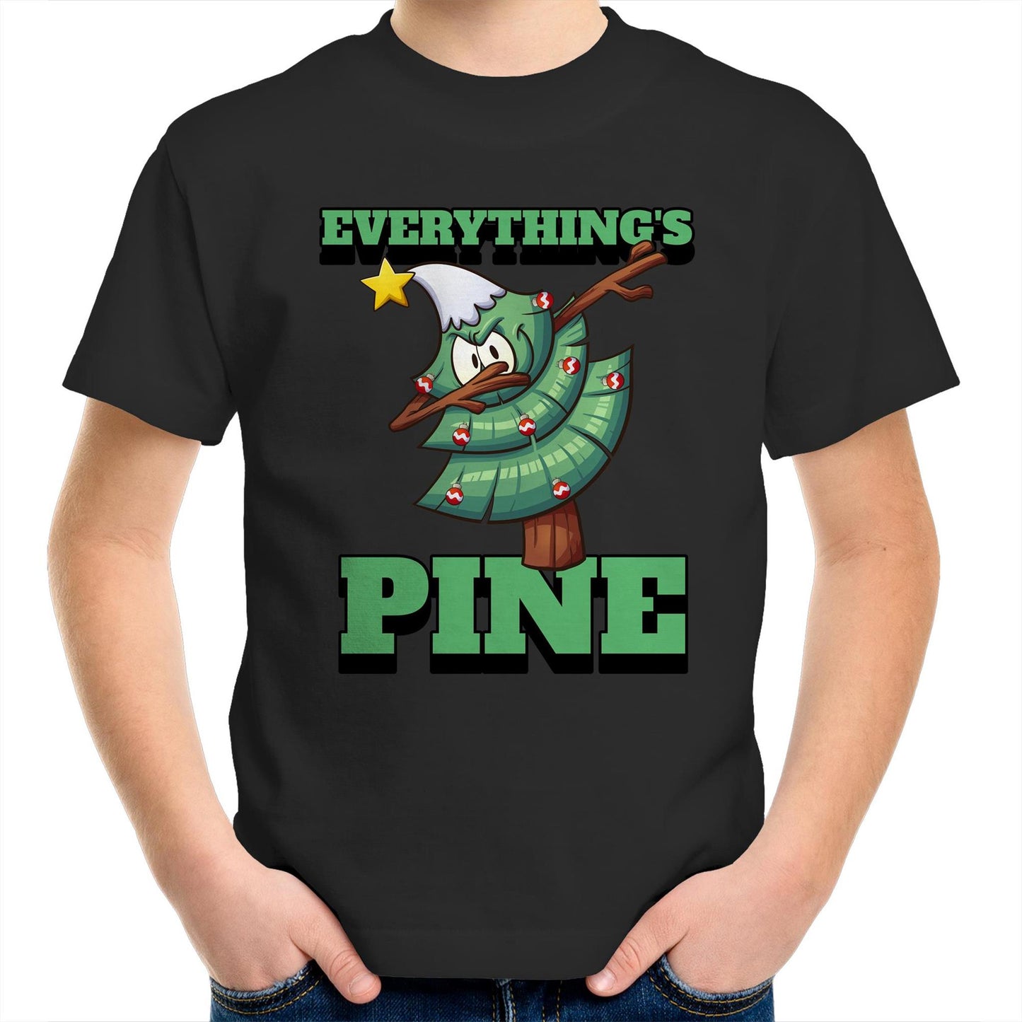 Everything's Pine - Kids Youth T-Shirt Black Christmas Kids T-shirt Merry Christmas