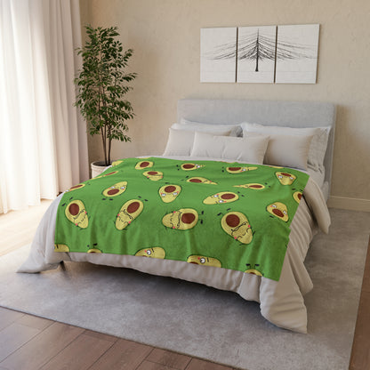 Avocado Characters - Soft Polyester Blanket 50" × 60" Blanket Food