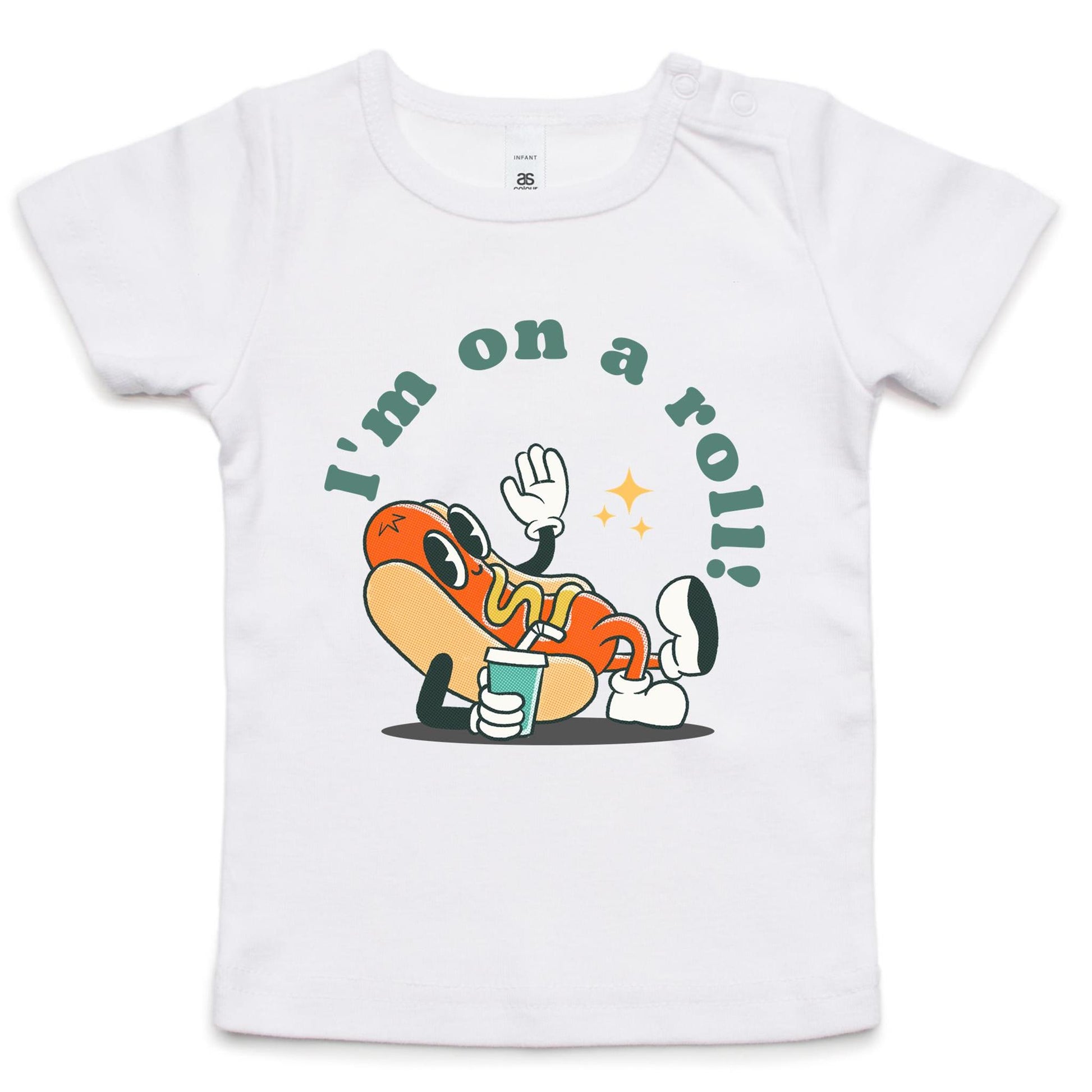 Hot Dog, I'm On A Roll - Baby T-shirt White Baby T-shirt Food