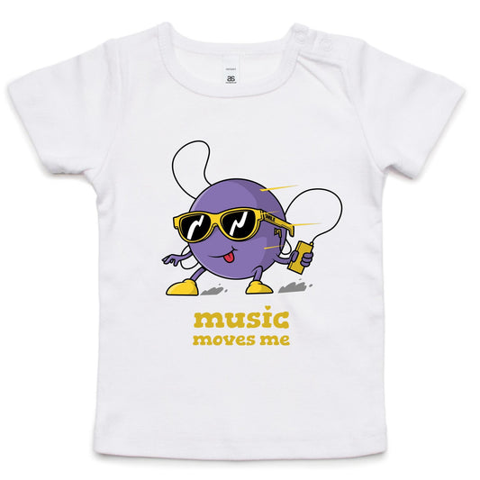 Music Moves Me, Earbuds - Baby T-shirt White Baby T-shirt Music