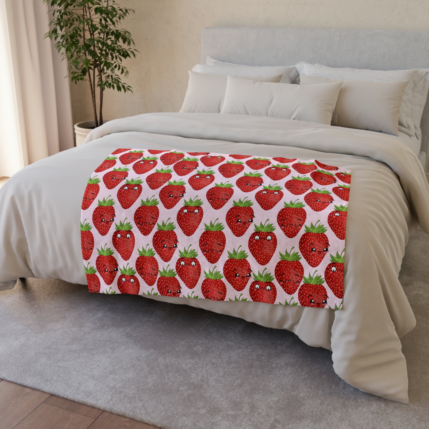 Strawberry Characters - Soft Polyester Blanket 30'' × 40'' Blanket Food