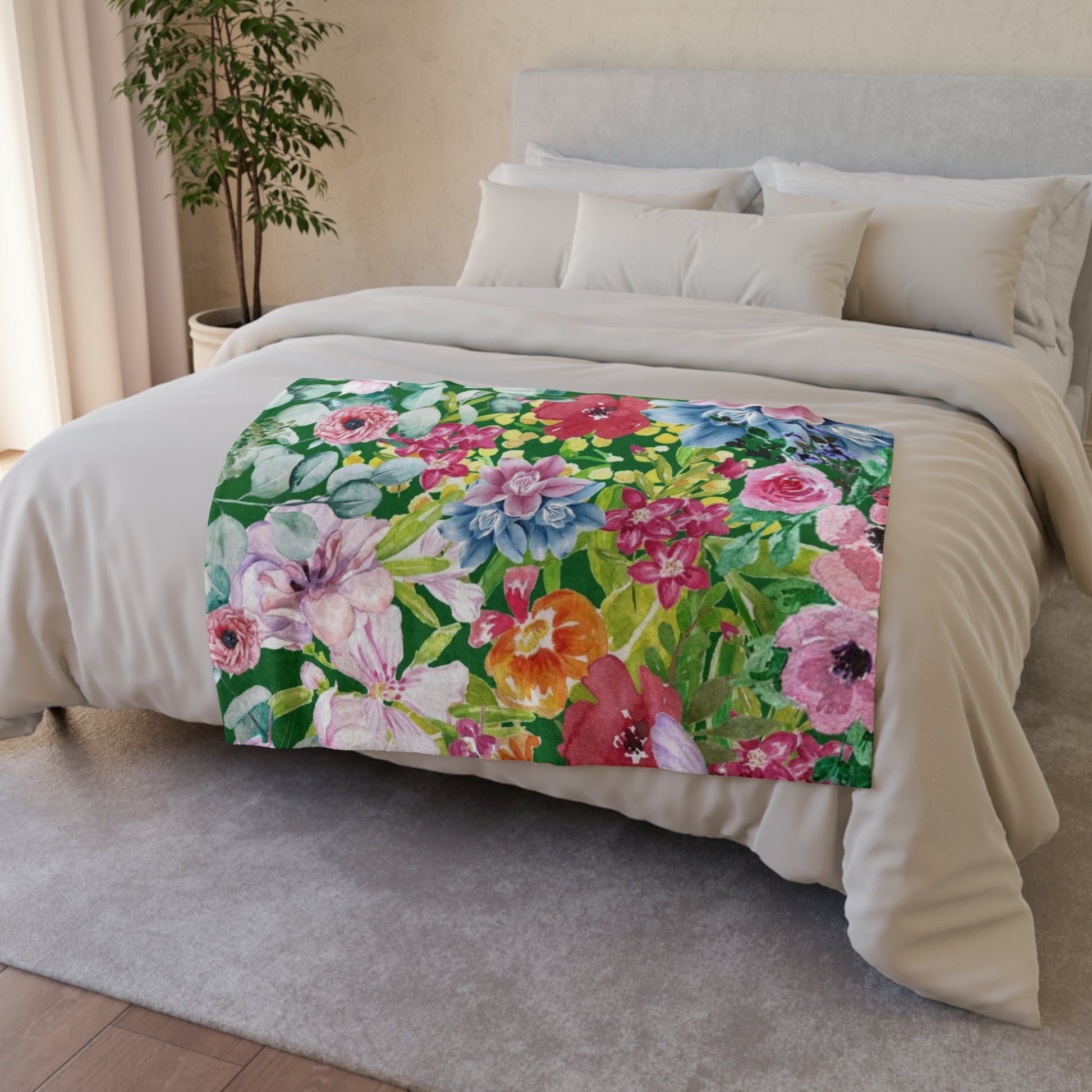 Bright Floral - Soft Polyester Blanket 30'' × 40'' Blanket Plants