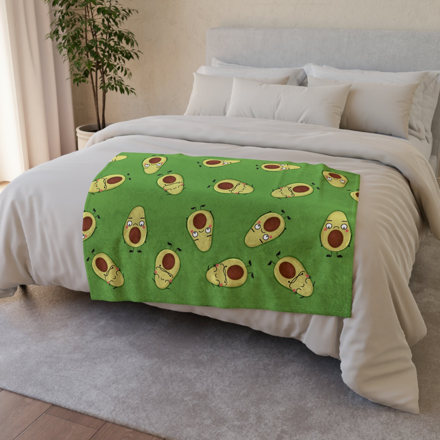 Avocado Characters - Soft Polyester Blanket 30'' × 40'' Blanket Food