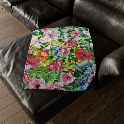 Bright Floral - Soft Polyester Blanket Blanket Plants