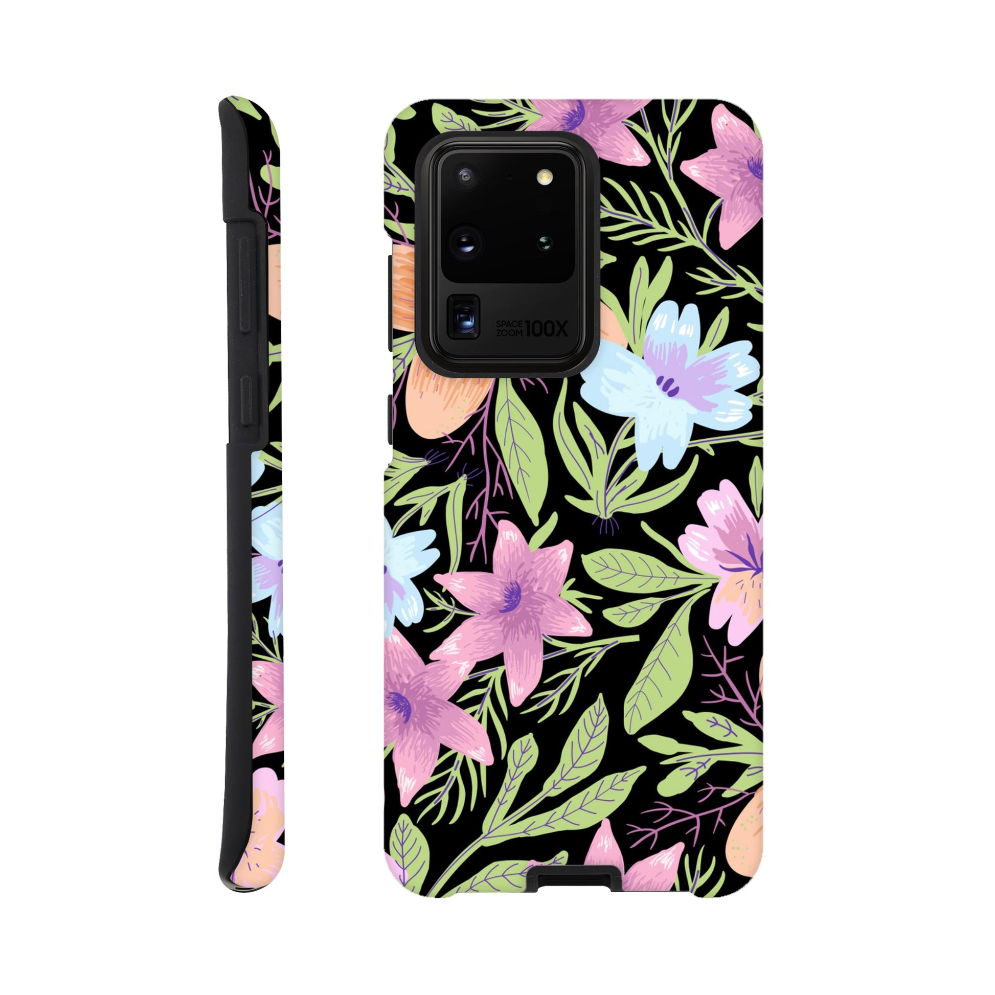 Black Floral - Phone Tough Case Galaxy S20 Ultra Phone Case