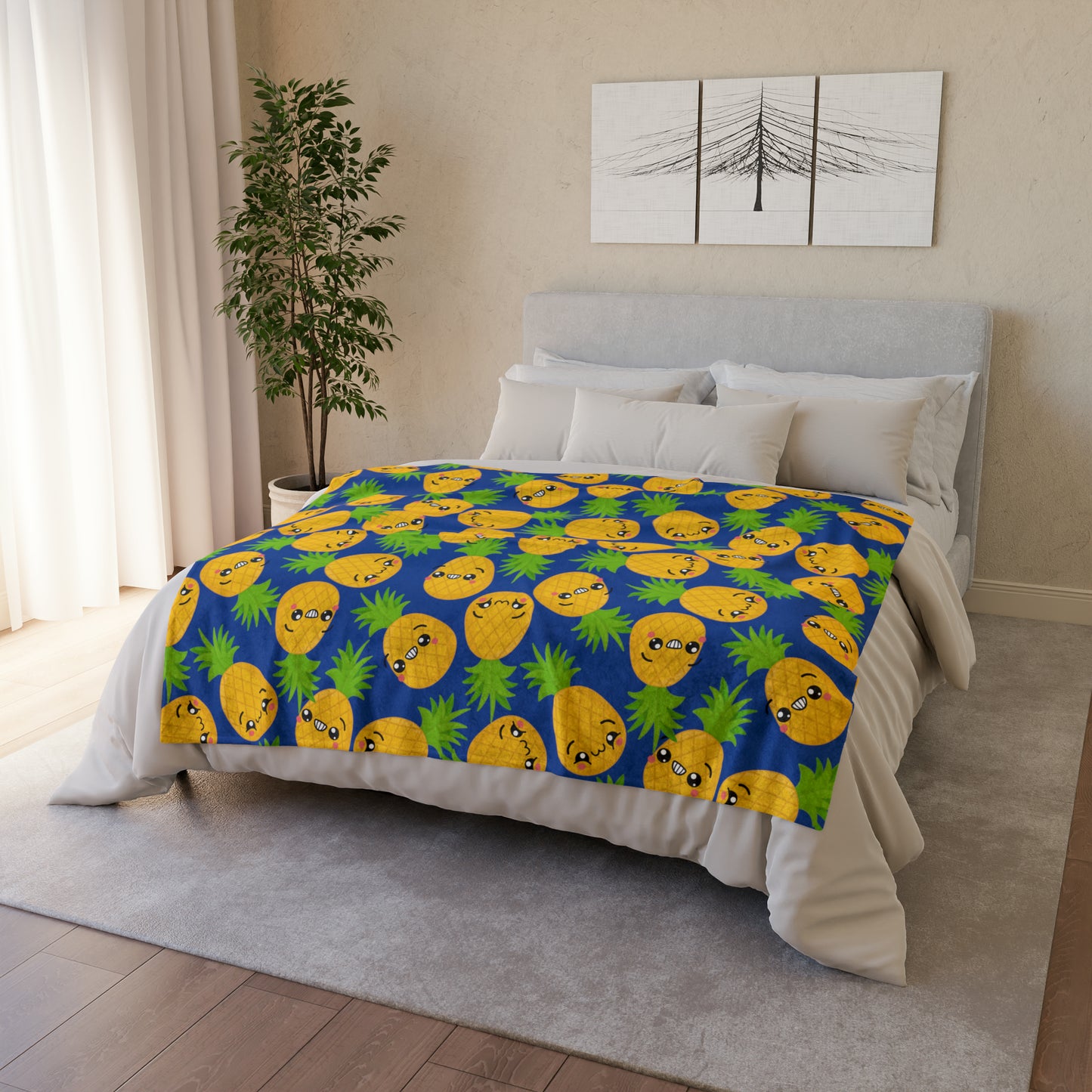 Cool Pineapples - Soft Polyester Blanket 50" × 60" Blanket Food