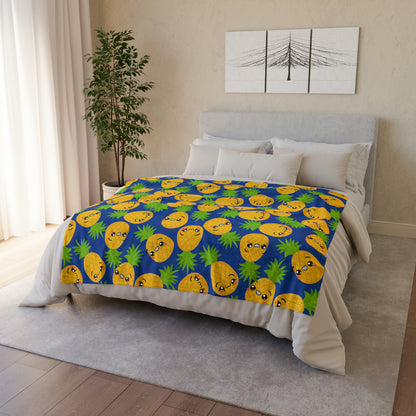 Cool Pineapples - Soft Polyester Blanket 50" × 60" Blanket Food