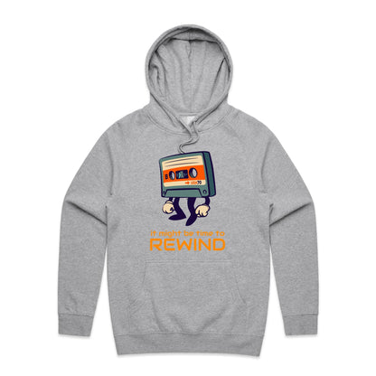It Might Be Time To Rewind - Supply Hood Grey Marle Mens Supply Hoodie Music Retro