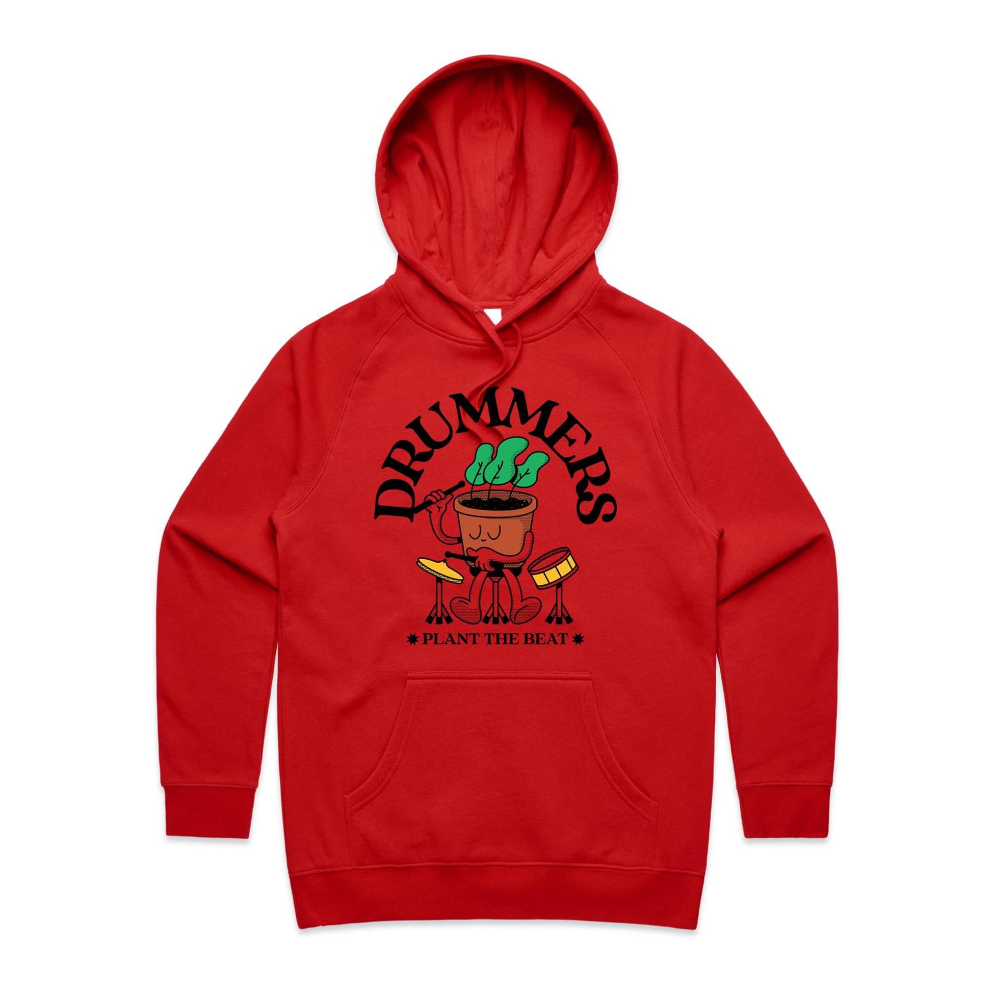 Drummers Plant The Beat - Women's Supply Hood Red Womens Supply Hoodie Music