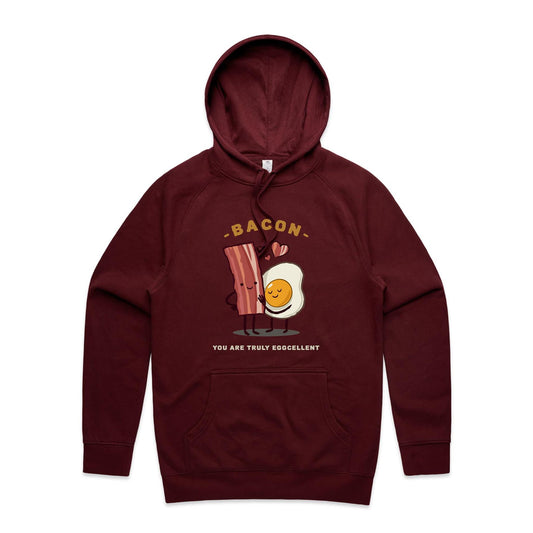 Bacon, You Are Truly Eggcellent - Supply Hood Burgundy Mens Supply Hoodie Food