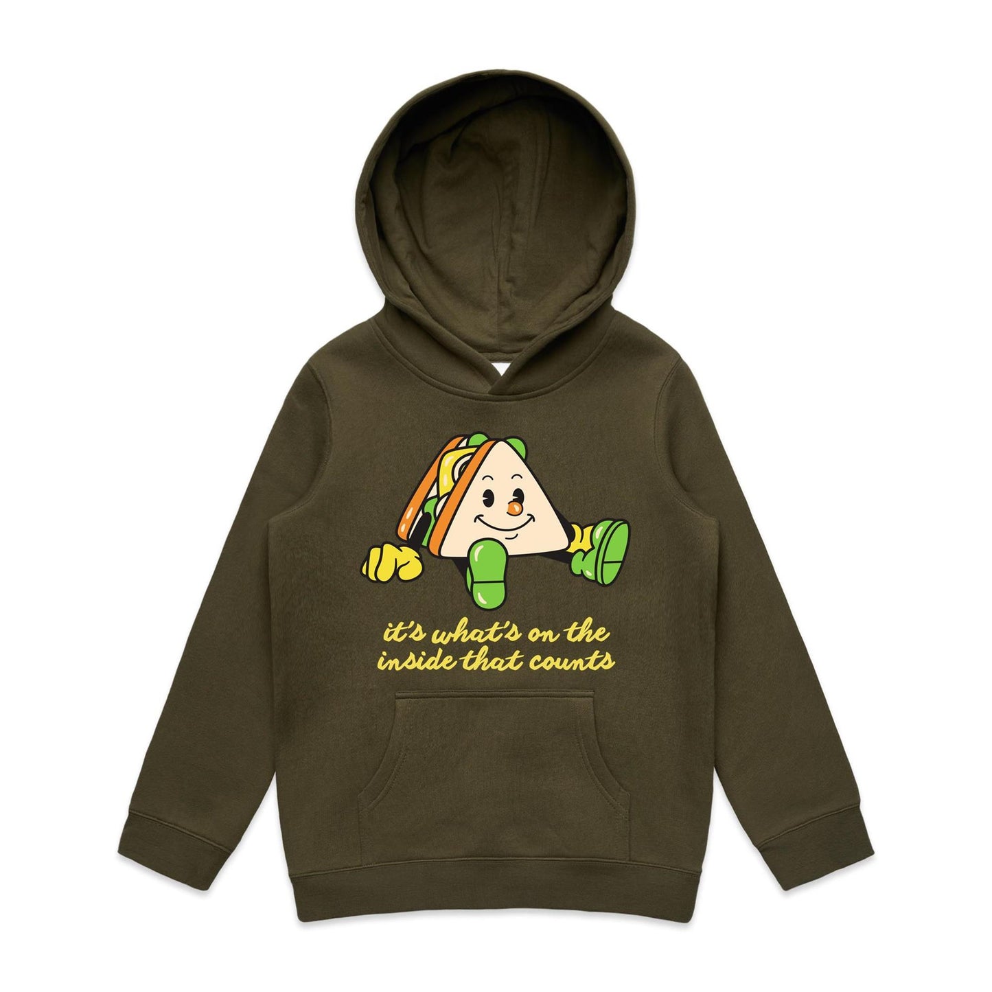 Sandwich, It's What's On The Inside That Counts - Youth Supply Hood Army Kids Hoodie Food Motivation