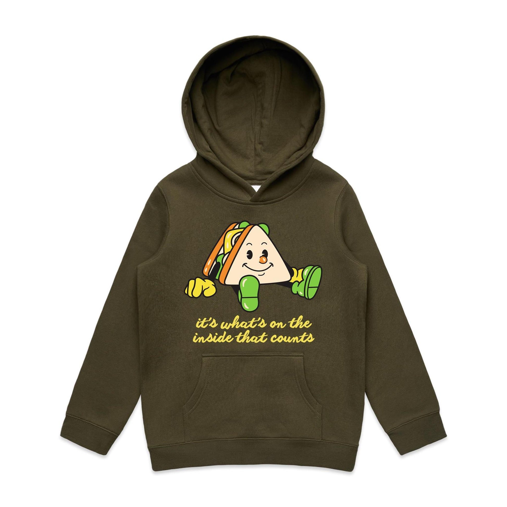 Sandwich, It's What's On The Inside That Counts - Youth Supply Hood Army Kids Hoodie Food Motivation