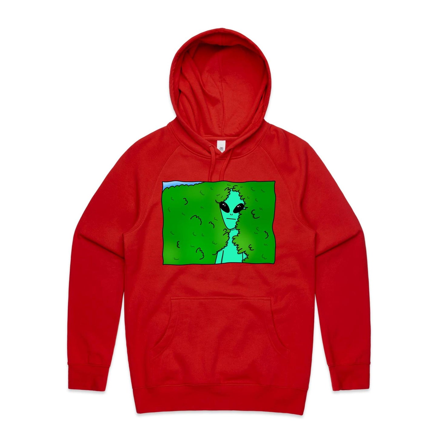 Alien Backing Into Hedge Meme - Supply Hood Red Mens Supply Hoodie Funny Sci Fi