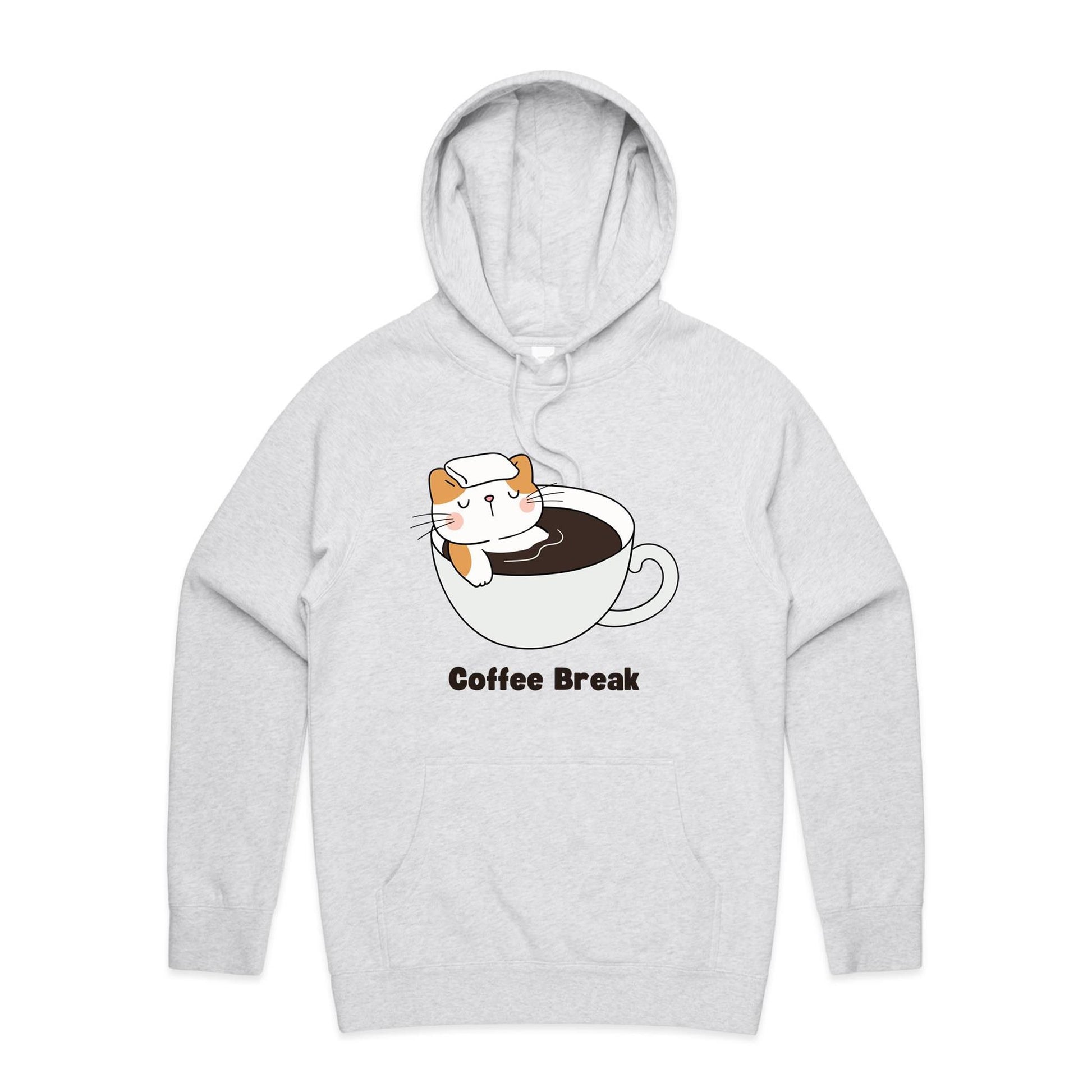 Cat Coffee Break - Supply Hood White Marle Mens Supply Hoodie animal Coffee