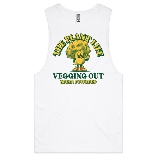 The Plant Life, Vegging Out - Mens Tank Top Tee White Mens Tank Tee