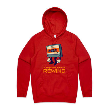 It Might Be Time To Rewind - Supply Hood Red Mens Supply Hoodie Music Retro