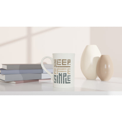 Keep Life Simple - White 10oz Porcelain Slim Mug Porcelain Mug Motivation