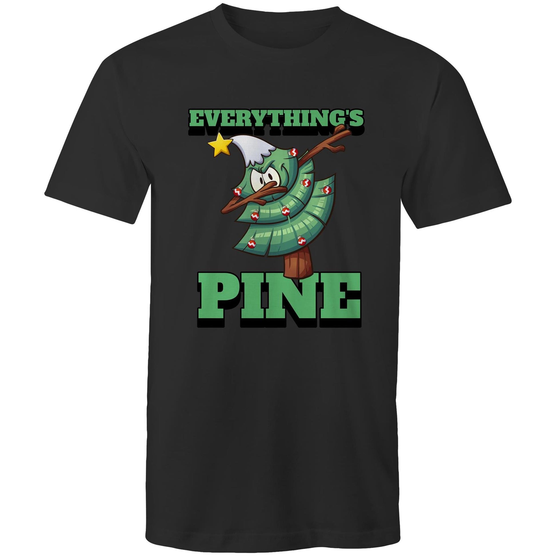 Everything's Pine - Mens T-Shirt Black Christmas Mens T-shirt Merry Christmas