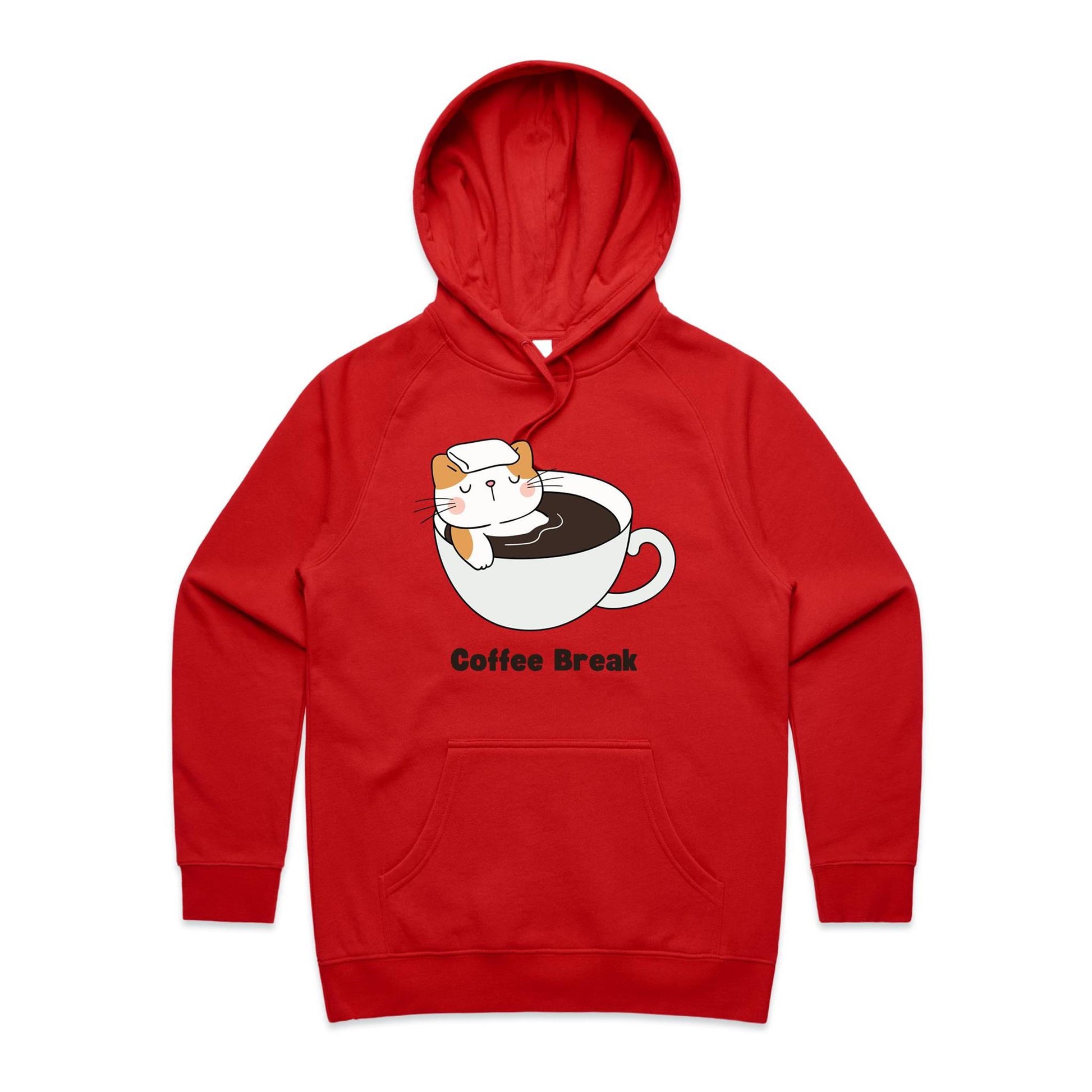 Cat Coffee Break - Women's Supply Hood Red Womens Supply Hoodie animal Coffee