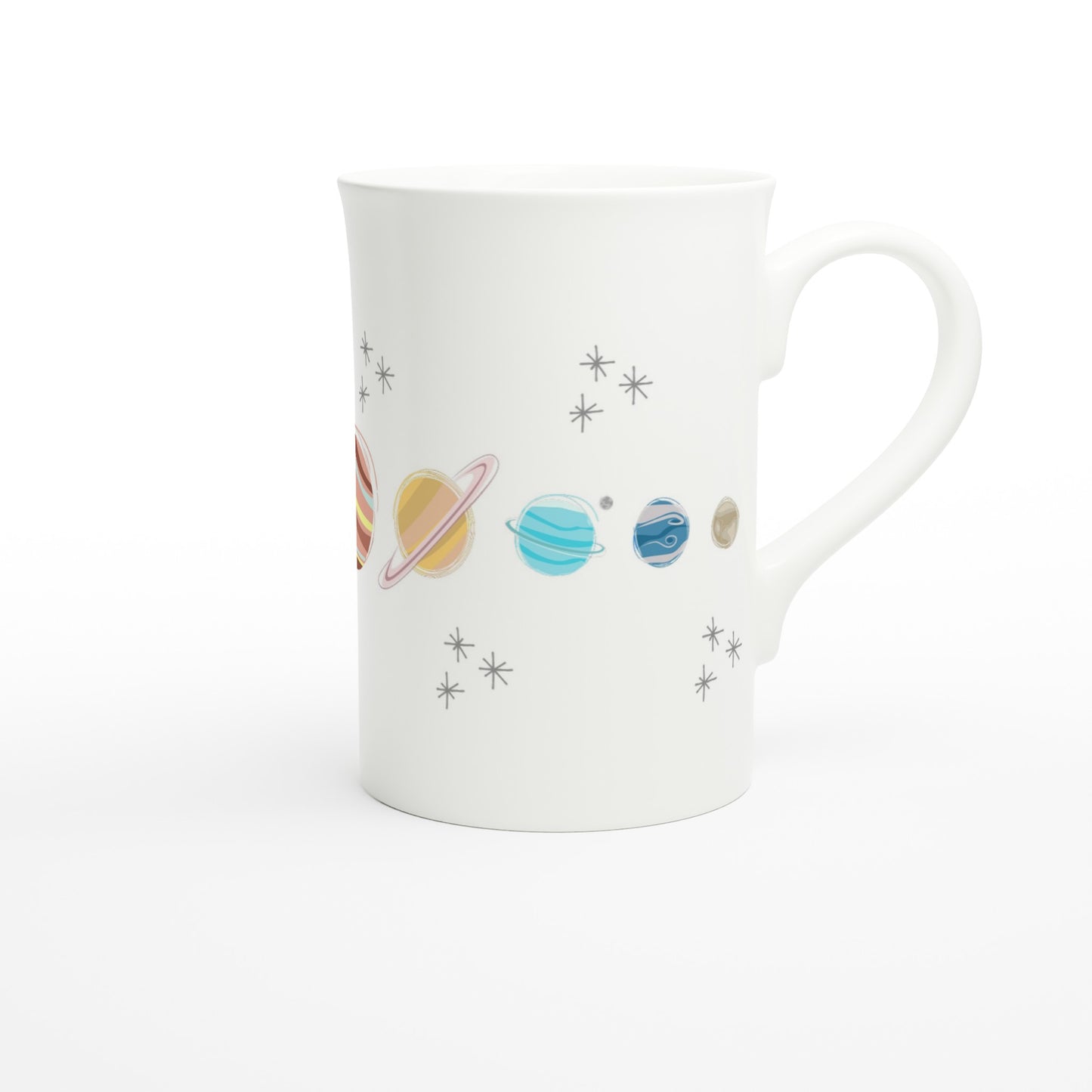 Solar System Planets - White 10oz Porcelain Slim Mug Porcelain Mug Space