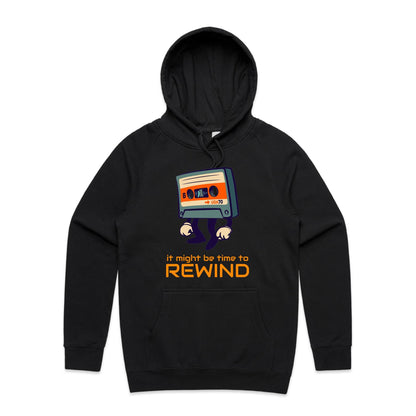 It Might Be Time To Rewind - Supply Hood Black Mens Supply Hoodie Music Retro