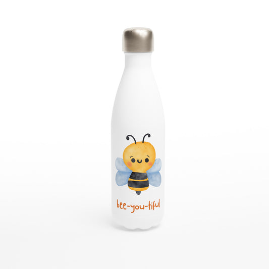 Bee-You-Tiful - White 17oz Stainless Steel Water Bottle Default Title White Water Bottle animal kids