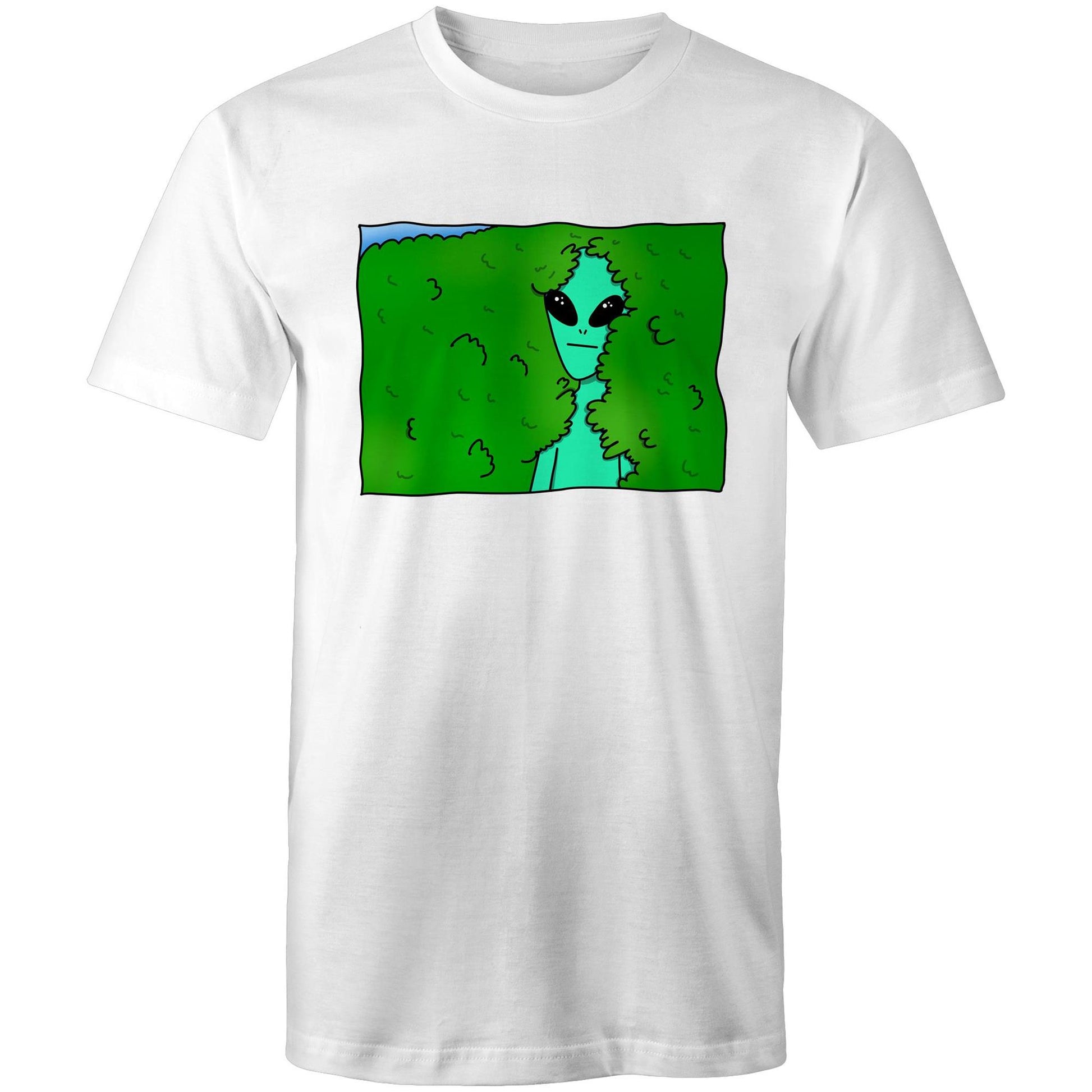 Alien Backing Into Hedge Meme - Mens T-Shirt White Mens T-shirt Funny Sci Fi