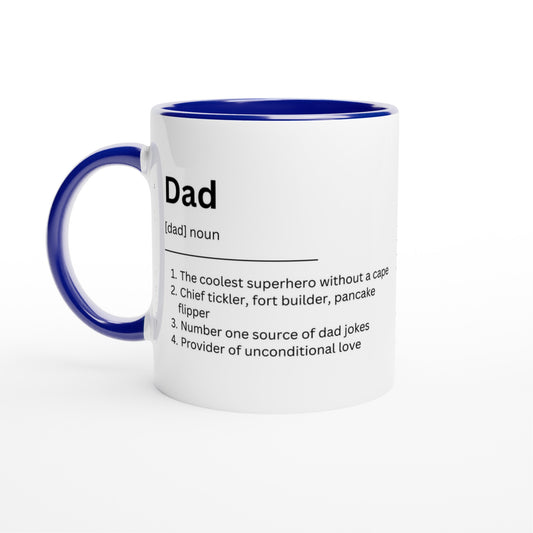 Dad Definition - White 11oz Ceramic Mug with Color Inside Ceramic Blue Colour 11oz Mug Dad