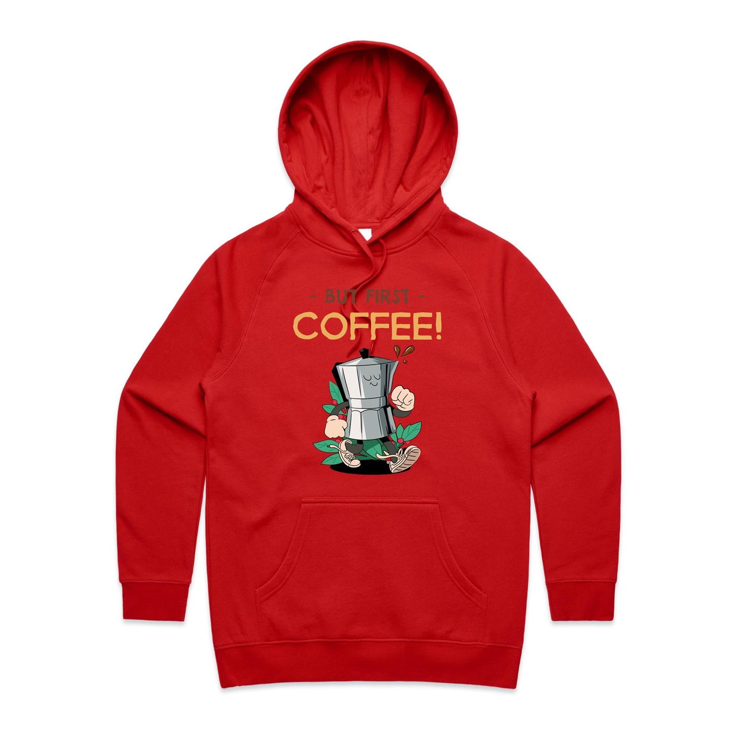 But First Coffee - Women's Supply Hood Red Womens Supply Hoodie Coffee Retro
