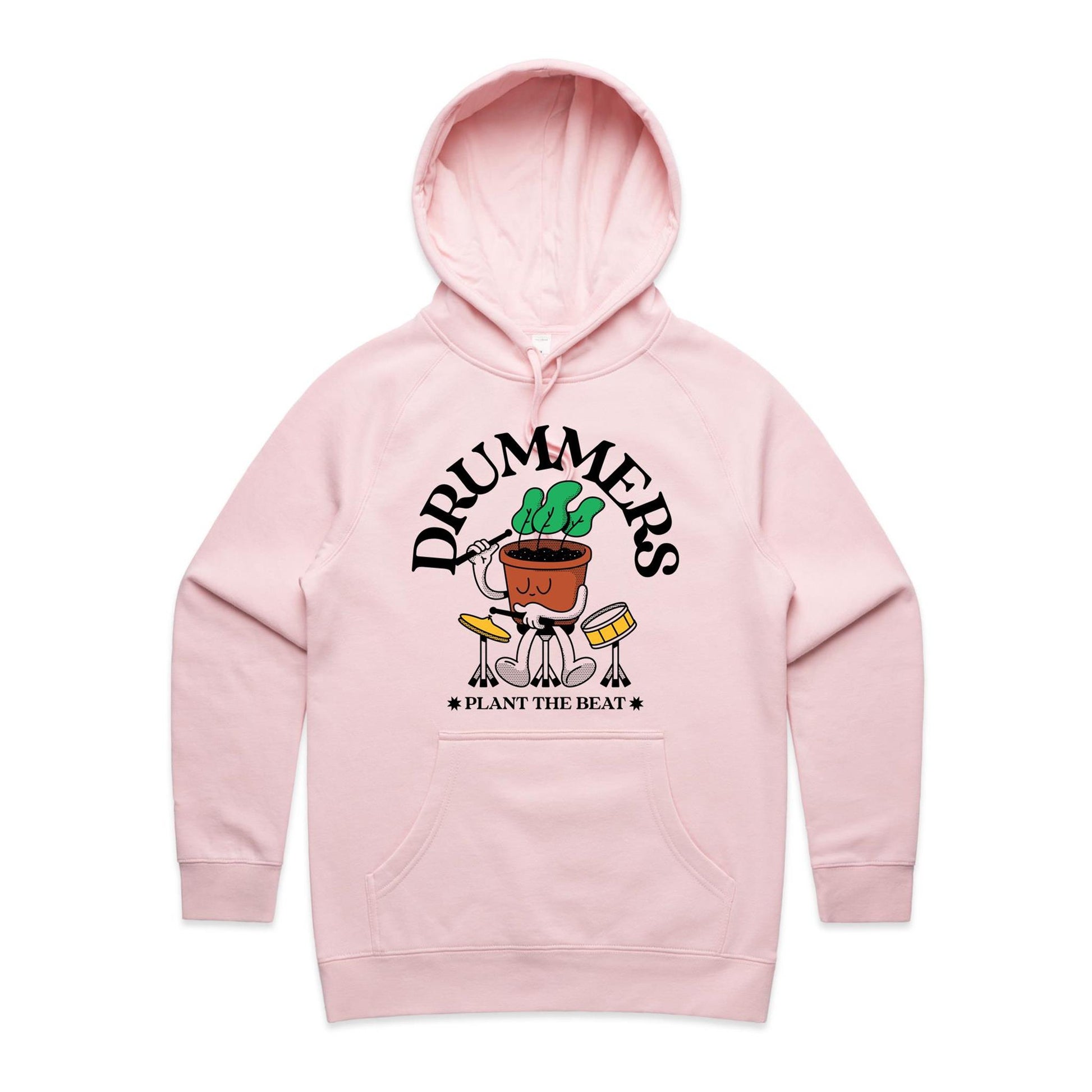 Drummers Plant The Beat - Women's Supply Hood Pink Womens Supply Hoodie Music