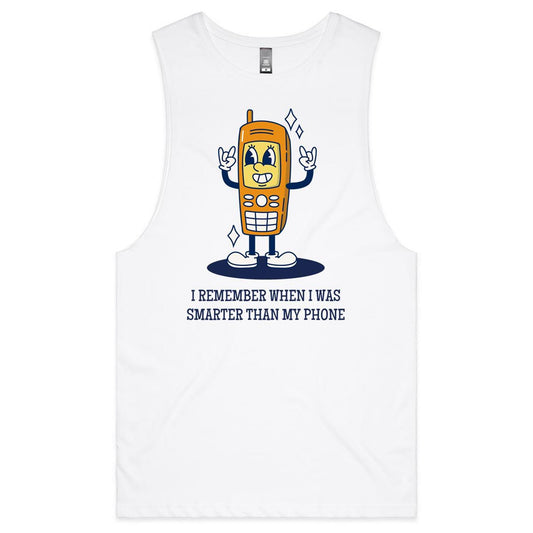 I Remember When I Was Smarter Than My Phone - Mens Tank Top Tee White Mens Tank Tee