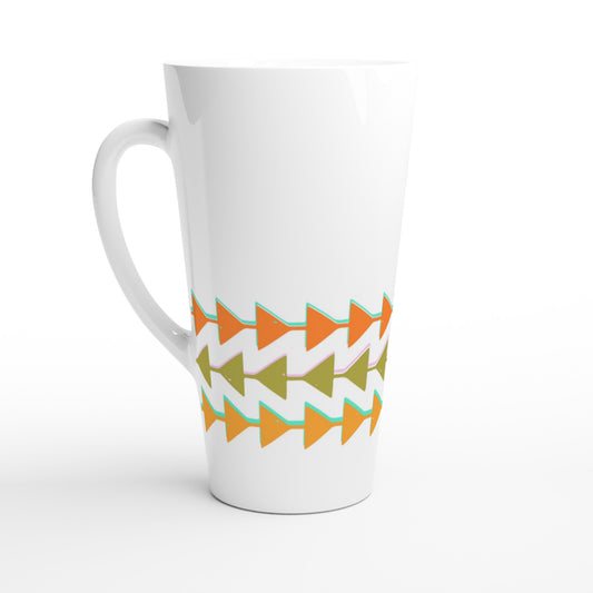 Retro Triangles - White Latte 17oz Ceramic Mug Default Title Latte Mug Retro