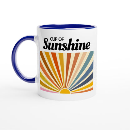 Cup Of Sunshine - White 11oz Ceramic Mug with Colour Inside Ceramic Blue Colour 11oz Mug retro