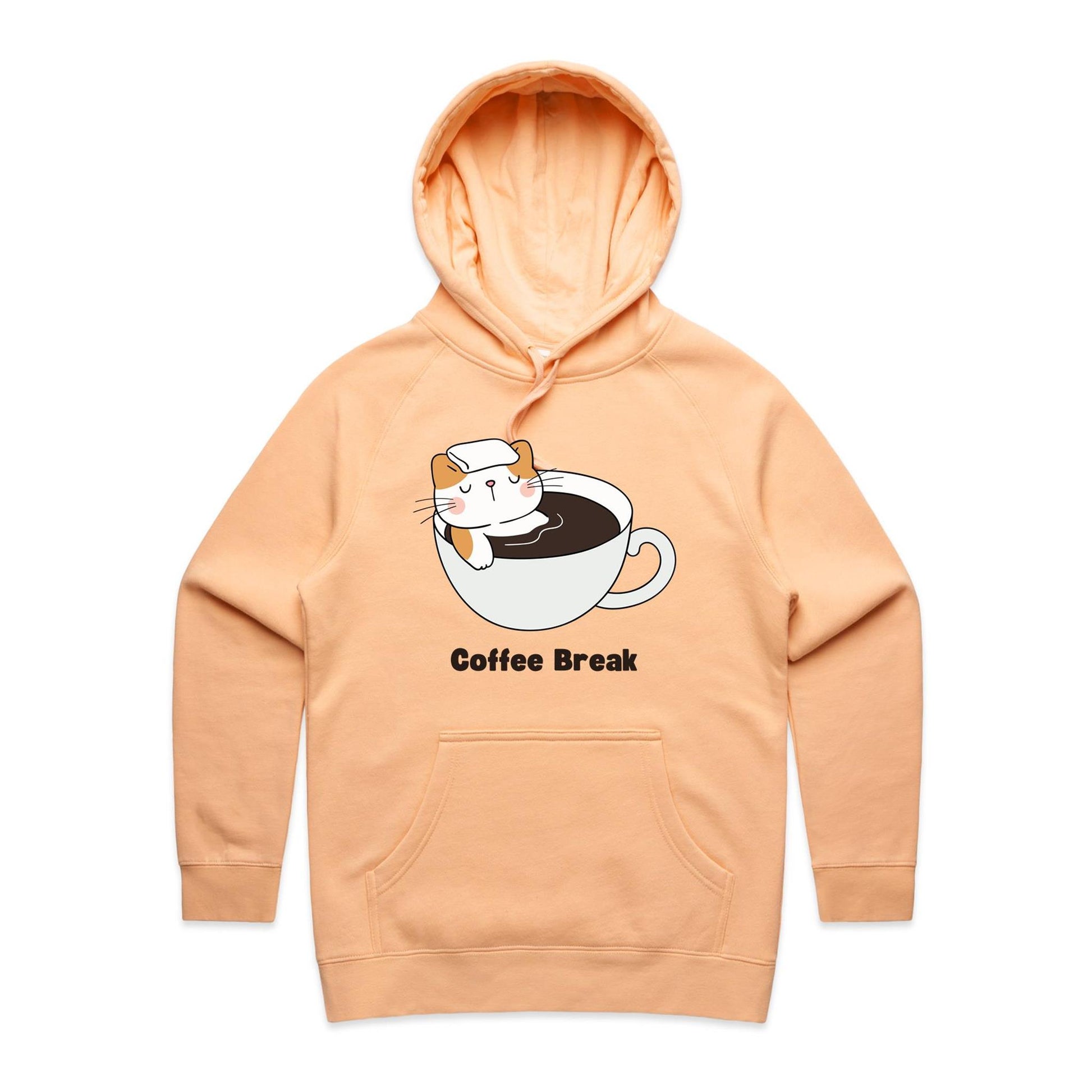 Cat Coffee Break - Women's Supply Hood Peach Womens Supply Hoodie animal Coffee