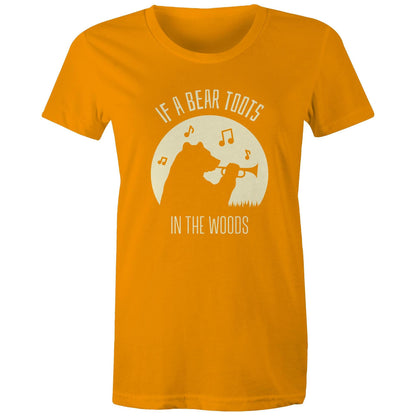 If A Bear Toots In The Woods, Trumpet Player - Womens T-shirt Orange Womens T-shirt animal Music