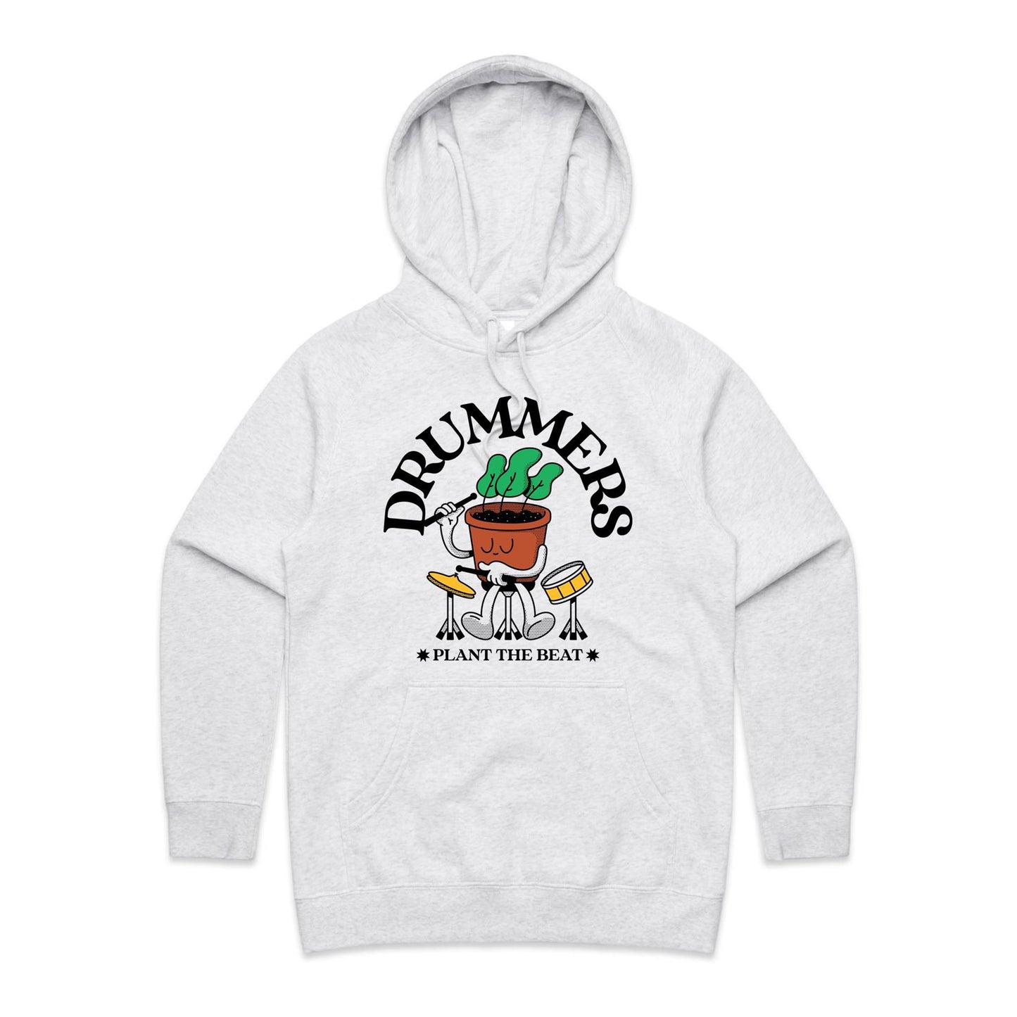 Drummers Plant The Beat - Women's Supply Hood White Marle Womens Supply Hoodie Music
