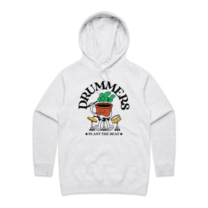 Drummers Plant The Beat - Women's Supply Hood White Marle Womens Supply Hoodie Music