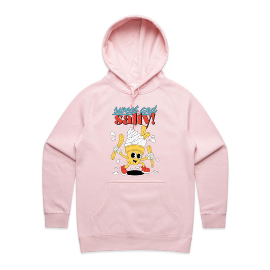 Sweet And Salty, Ice Cream And Fries - Women's Supply Hood Pink Womens Supply Hoodie