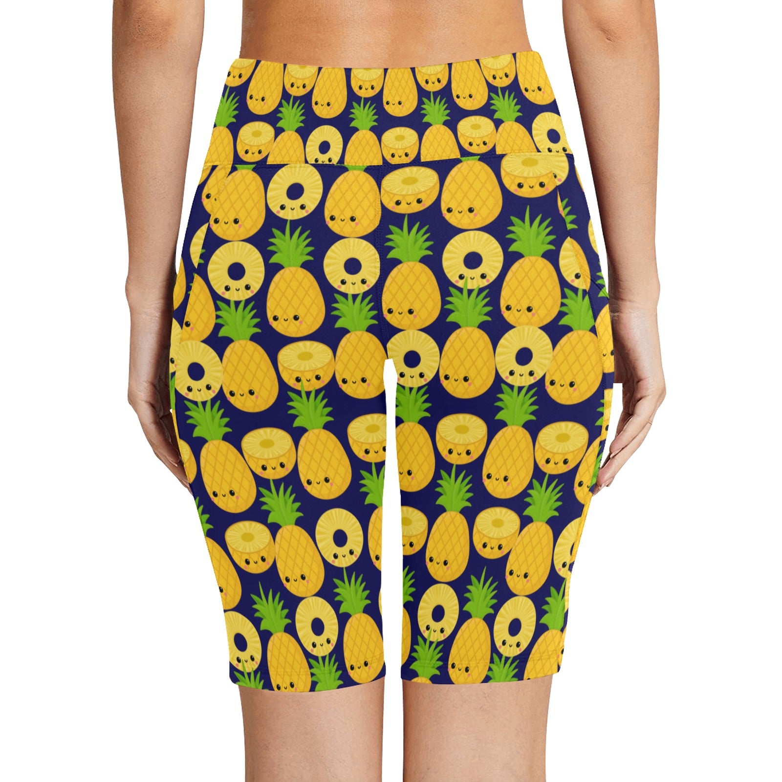 Happy Pineapples - Women's Bike Shorts Womens Bike Shorts