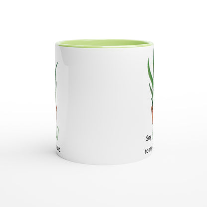 Say Aloe To My Little Friend - White 11oz Ceramic Mug with Colour Inside Colour 11oz Mug Plants