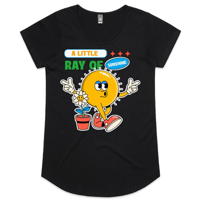 A Little Ray Of Sunshine - Womens Scoop Neck T-Shirt Black Womens Scoop Neck T-shirt Retro Summer